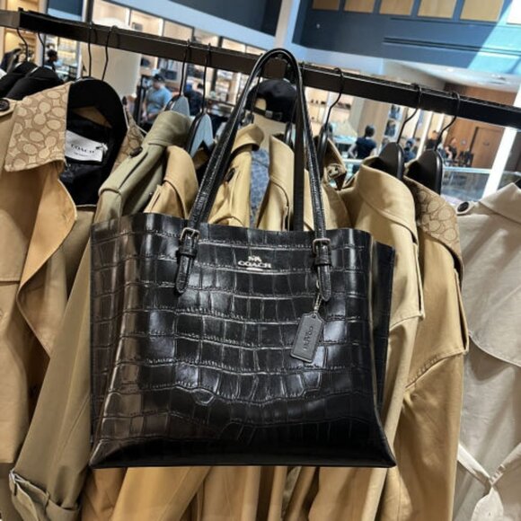 Coach Large Mollie Tote Bag CW018 SILVER/BLACK - Picture 1 of 7